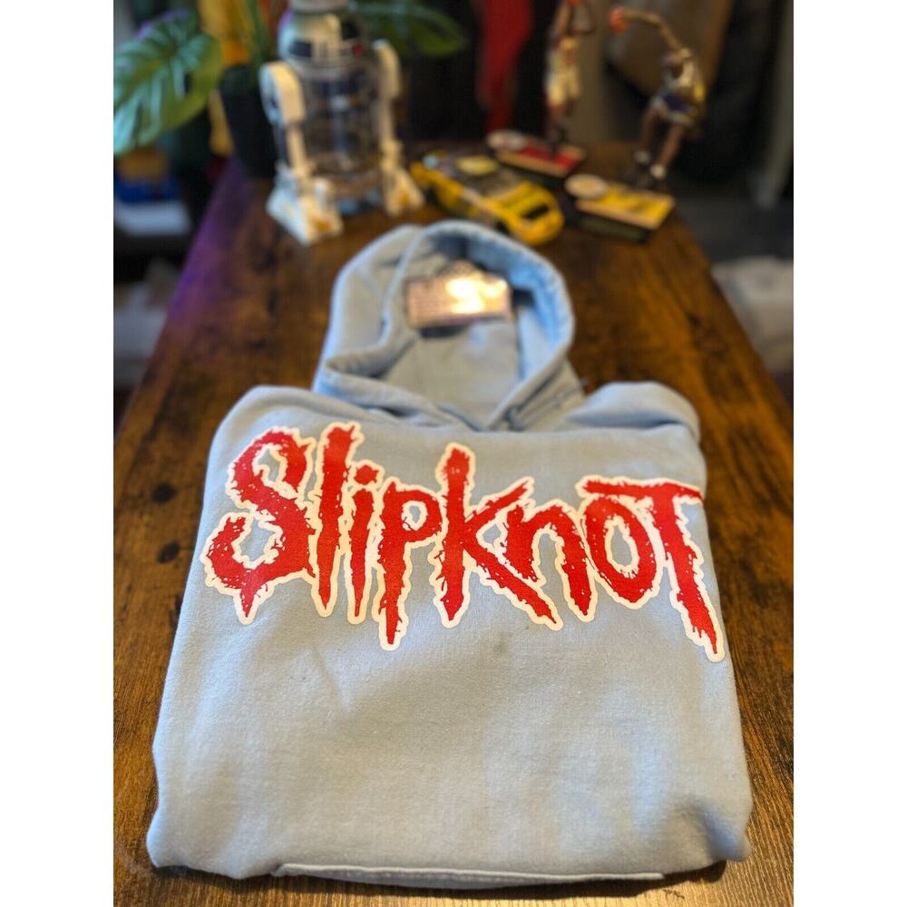 Slipknot 2022 Tour Hoodie Men's Small Blue Red Classic Spell Out Logo Pullover